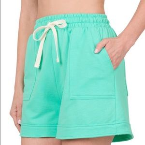 Mint Green French Terry Shorts